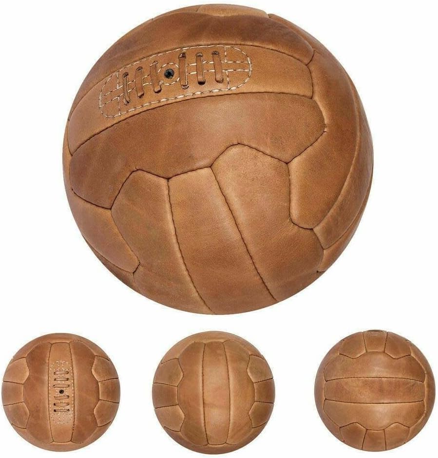 PGS Vintage Soccer Ball Antique Leather Football Size 5, Light Brown (‎Light Brown)