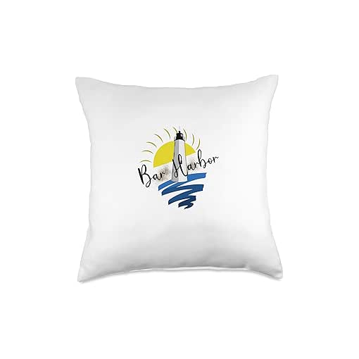 Coastal Treasures Bar Harbor Maine Lighthouse in The Sun Throw Pillow, 18x18, Multicolor
