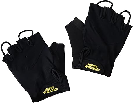 Walk at Home Black Happy Walking Fitness Gloves Workout Gloves Women Exercise Gloves for Men and Women Great for Gym, Walking, At Home Workouts and Training