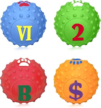 SCHITEC Squeaky Puppy Toys, 2 Interactive Latex Squeak Dog Ball Toy, [4 Pack] Soft Rubber Bouncing Fetch Play Pet Balls for Mini Breed Small Dogs Puppies