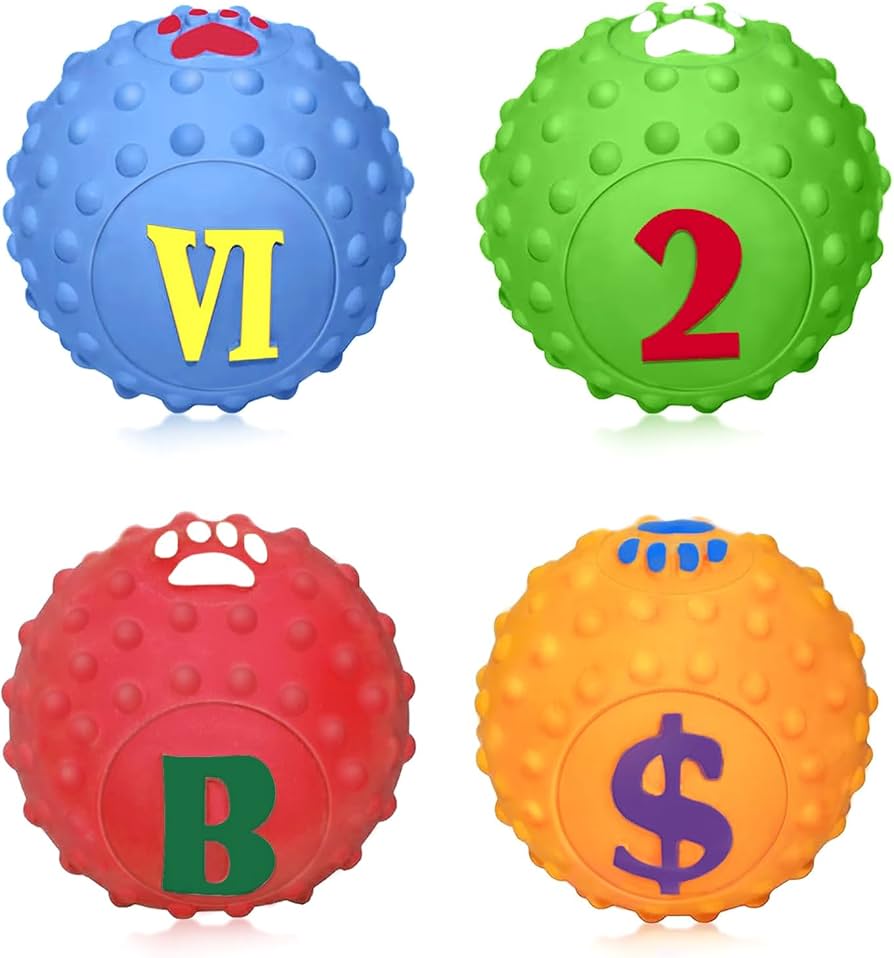 Amazon | SCHITEC 犬 おもちゃ ボール 音の出る 【4個セット 文字付き