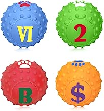 Schitec Dog Toy Ball, Sound, Set of 4, Ball with Letter, Chewing Toy, Teeth Brushing, Durable, Lack of Exercise and Stress Relief, Educational Toy, Suitable for Puppies, Small Dogs, Medium-Sized Dogs (Diameter 2.0 inches (5 cm)