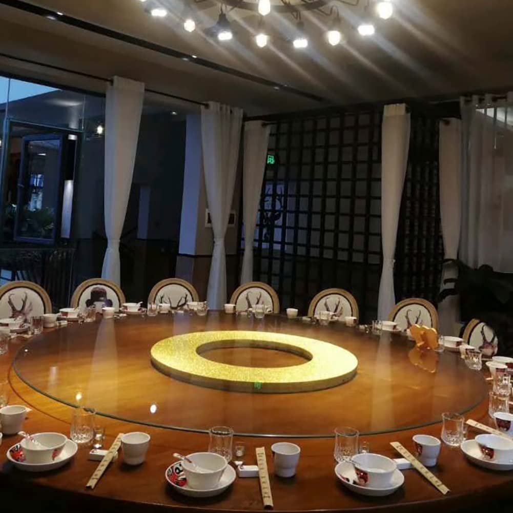 Giradischi Lazy Susan in Vetro, Lazy Susan Trasparente Rotondo Grande, Piatto da Portata con Vassoio Girevole da Tavolo da Cucina, Vassoio Girevole in Vetro temperato con Sistema di Assisten