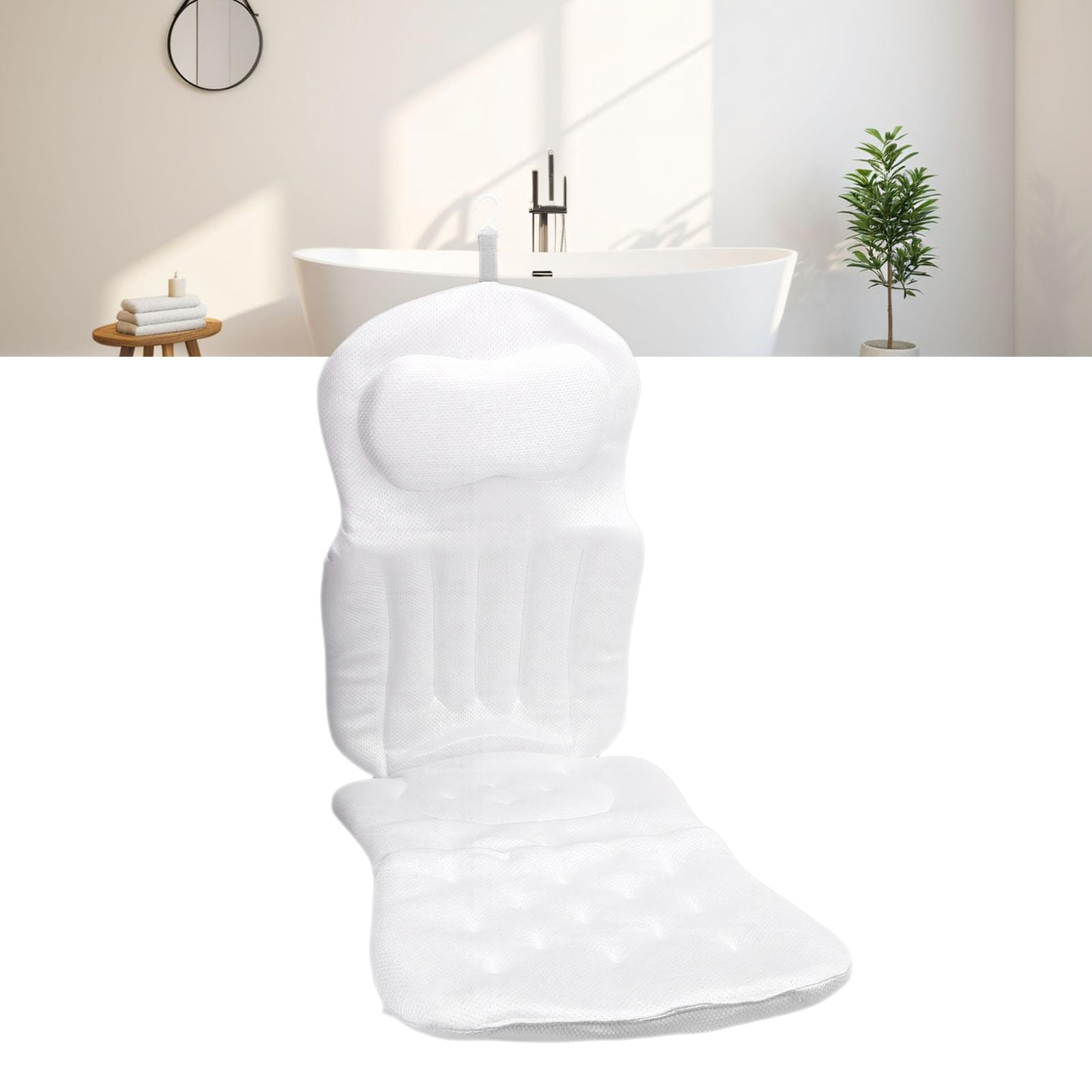 Cuscino per Tutto il Corpo, Cuscino di Supporto da Bagno Antiscivolo in Poliestere con Ventose per un'esperienza Spa Rilassante