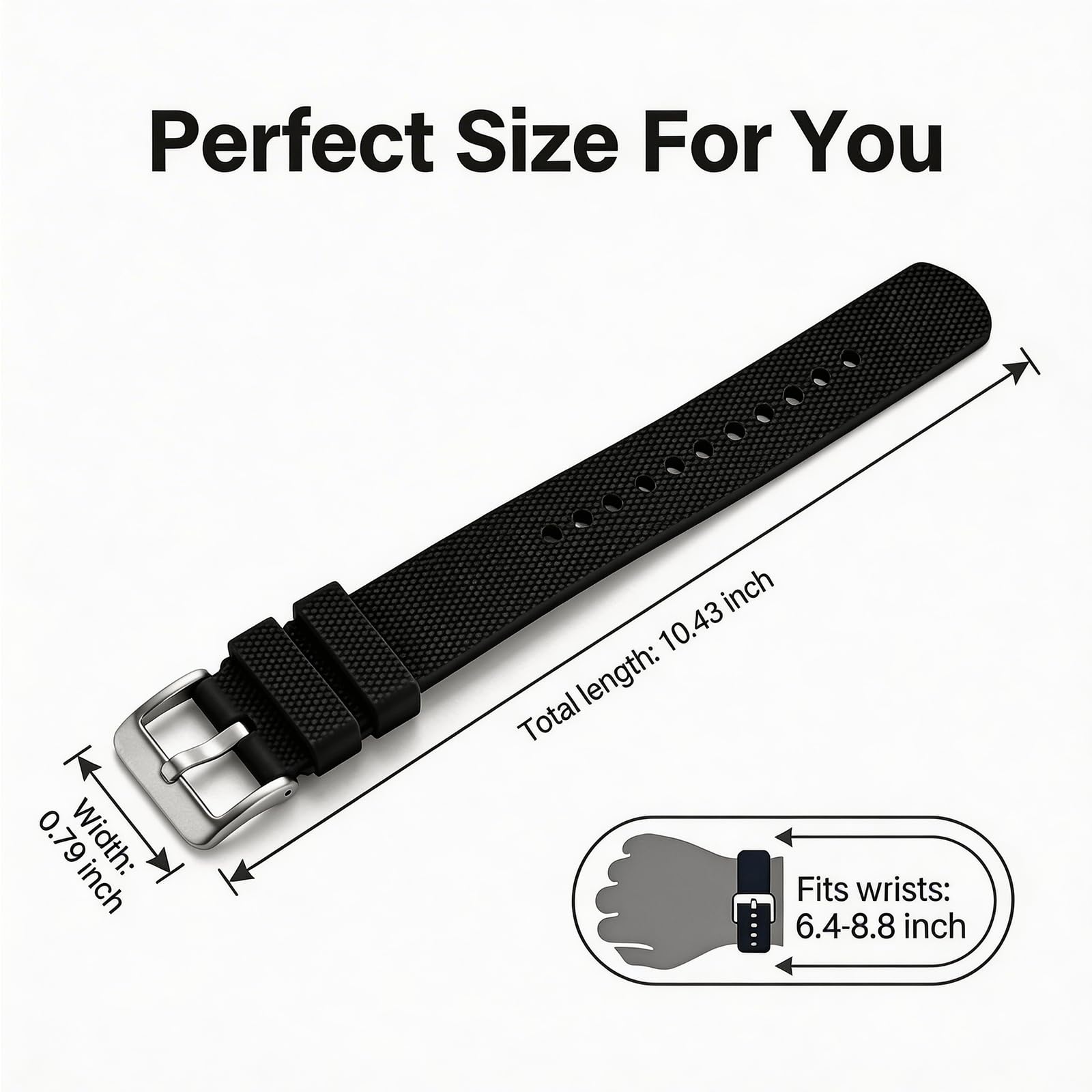 Silicone Sport Band Compatible with Hume Band Replacement, Ultra Soft Adjustable Strap with Secure Metal Buckle for Hume Health Band, Waterproof Wristband Accessories for Men Women Workout & Sleep - 5