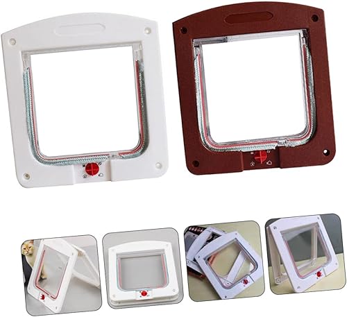 Miniatura 8 de HEMOTON 2 puertas controlables con solapa para gatos para un fácil acceso, portal para gatos, duradera, fácil de instalar, puerta para mascotas para