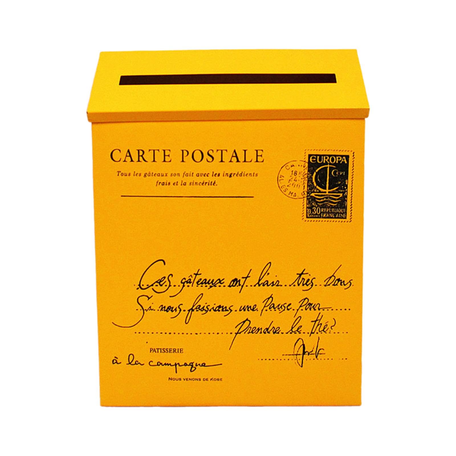 LR Decor E-Shop Wall Mounted Mailbox Retro Drop Box for Front Door Outside House Home Office Yellow-image-22