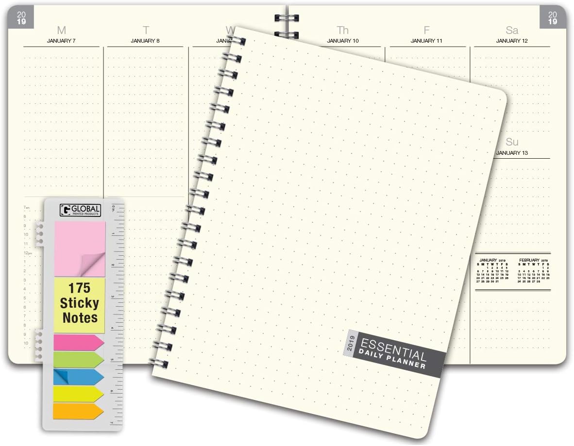 Essential 8.5x11 Monthly & Weekly 2019 Planner - 14 Months (November 2018 Through December 2019) - Professional, Simple, Easy-to-Use Design. FROSTED VINYL COVERS for extra protection