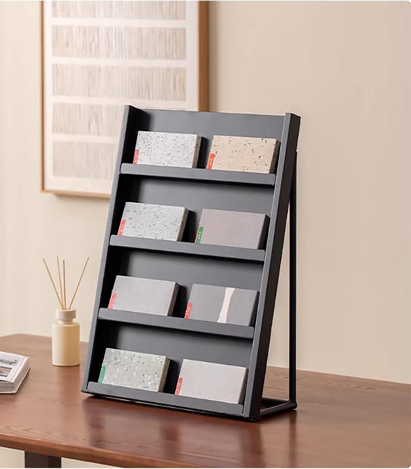 YXZQLOZ A heavy-duty, multi-tier display rack designed specifically for showrooms to showcase stone, tile, and glass samples;modular design for easy access (60cm/23.6)
