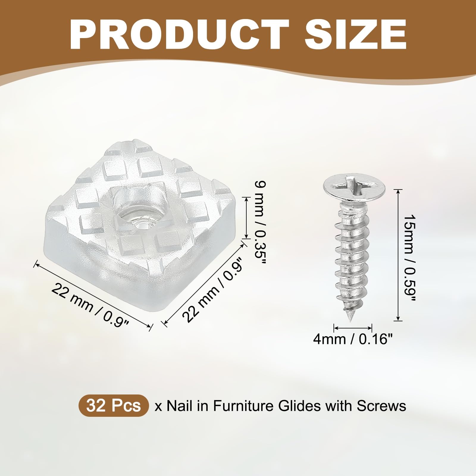 PATIKIL 22mm Screw-On Rubber Feet for Furniture 32 Pcs Non Slip Square Furniture Pads Chair Glides Table Leg Protectors for Hardwood Floor Cutting Board Electronics Clear - Image 2