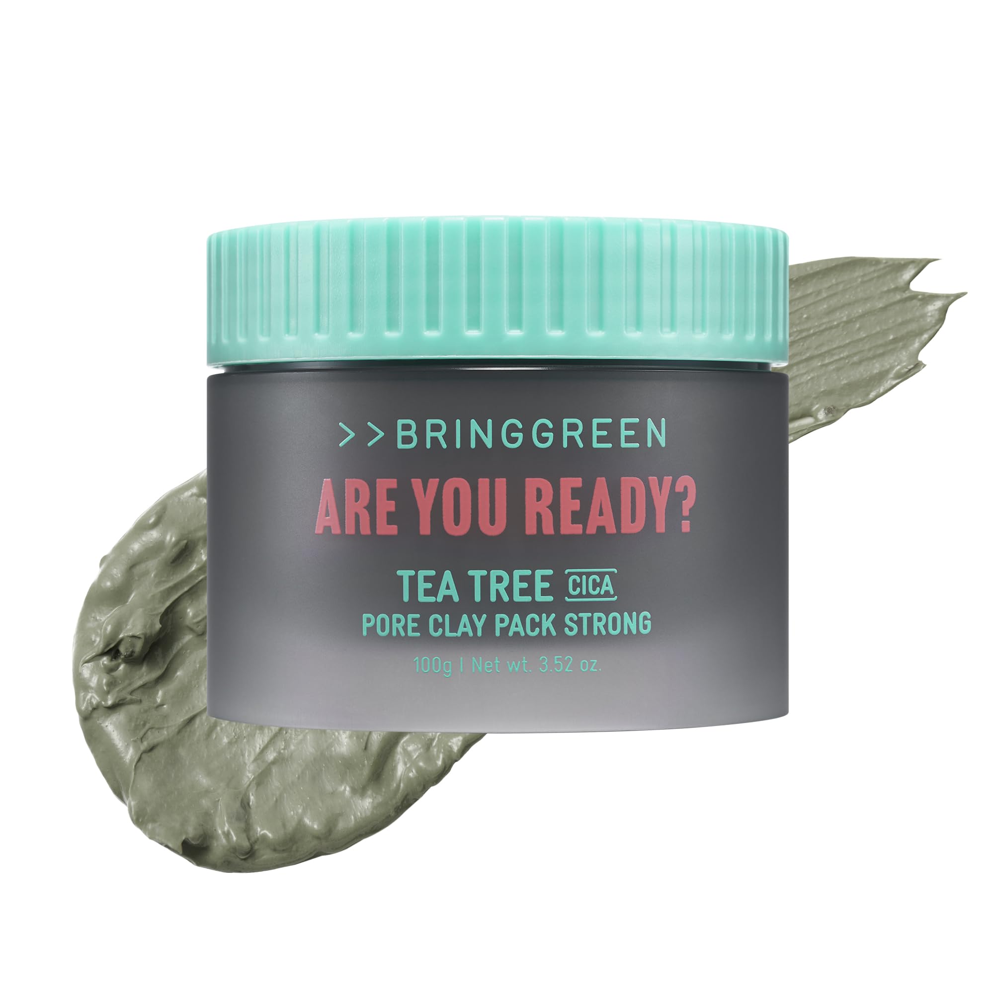 BRING GREEN Tea Tree Cica Pore Clay Mask 100g, Deep Cleansing Wash Off Pack for Blackheads & Excess Sebum
