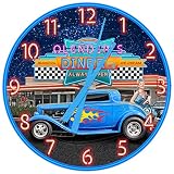 Decorative Concepts Retro Drive in Diner Hot Rod 18" Diameter Aluminum Metal Round Wall Clock