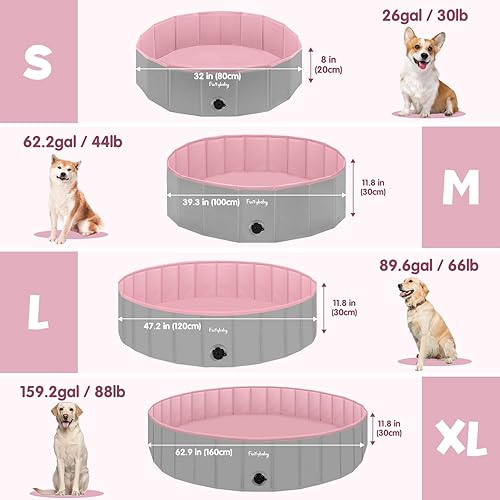 Miniatura 5 de Furrybaby Piscina para perros, piscina infantil de plástico duro, piscina de plástico con malla interior para una mejor resistencia a los arañazos,