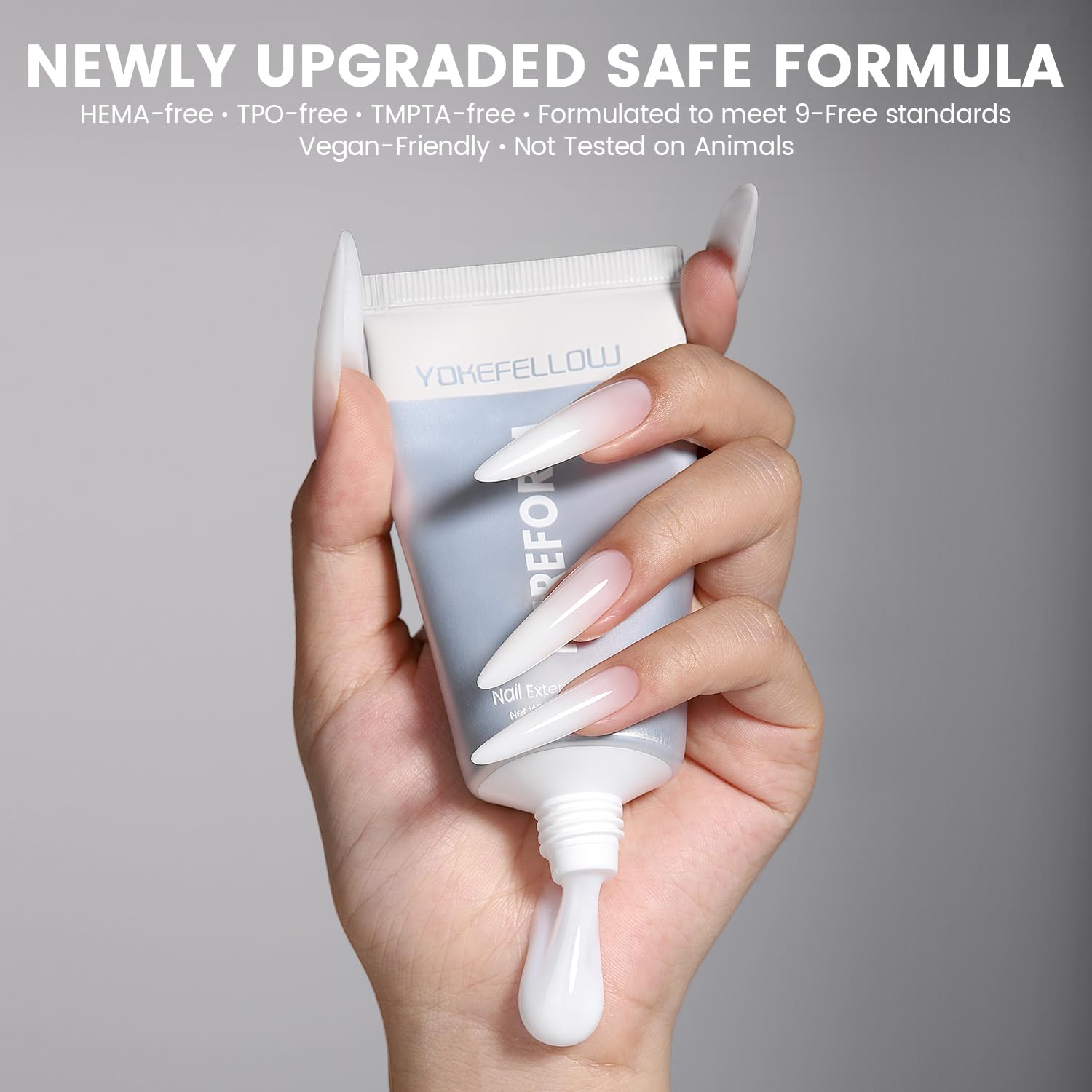 YOKEFELLOW Pureform Żel do paznokci Poly Nail Gel 50g, wolny od HEMA i TPO, mlecznobiały żel do przedłużania paznokci do profesjonalnego użytku w salonie (PF02 Pure Snow)