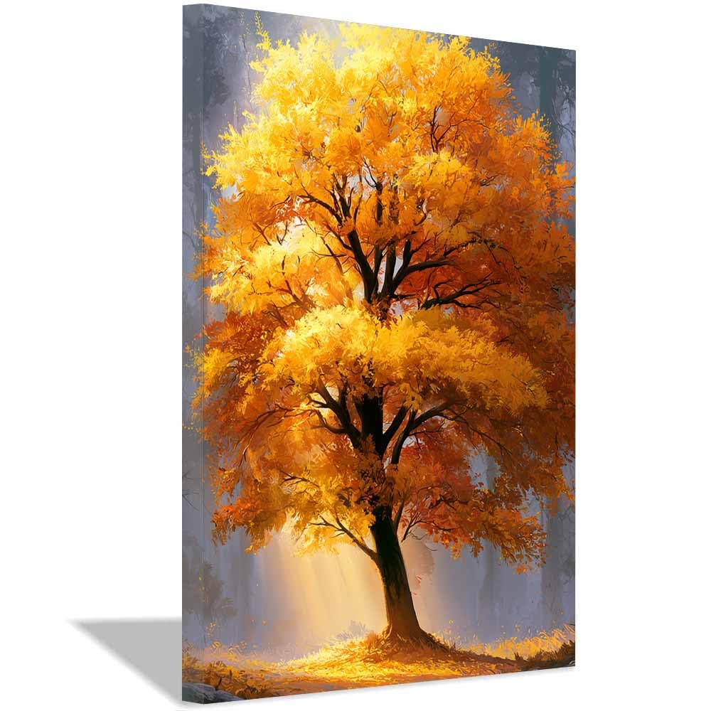 HOQIU Tree Of Life Wall Art Celestial Moon Tree canvas prints, nature wall art, for Bathroom Home Office Decor(Multicolor)-60x80cm Framed