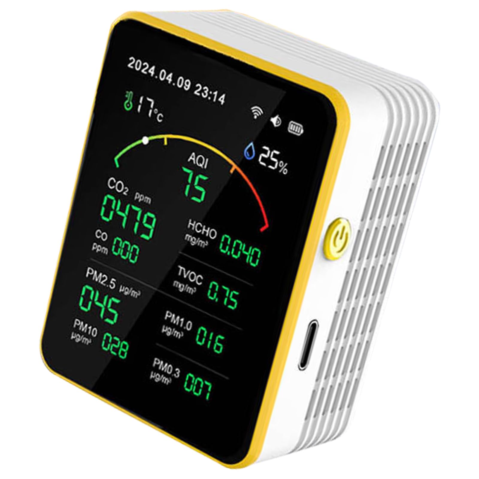 Compteur pollution qualité l'air portable avec batterie USB