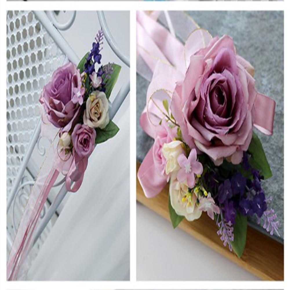 Autoschmuck Hochzeit Künstliche Blume Autoschleifen Vintage Rosen Blumenschmuck Hochzeitsdeko Autoschleifen für Hochzeitsfeier Party Schlafzimmer Türgriff Spiegel Champagner 10 Stück