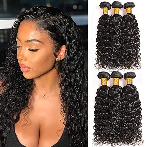 Brazilian Virgin Water Wave 3 Bundles Human Hair Unprocessed Natural Color Remy Wet and Wavy Human Hair Bundles Wefts (24 26 28 inch)