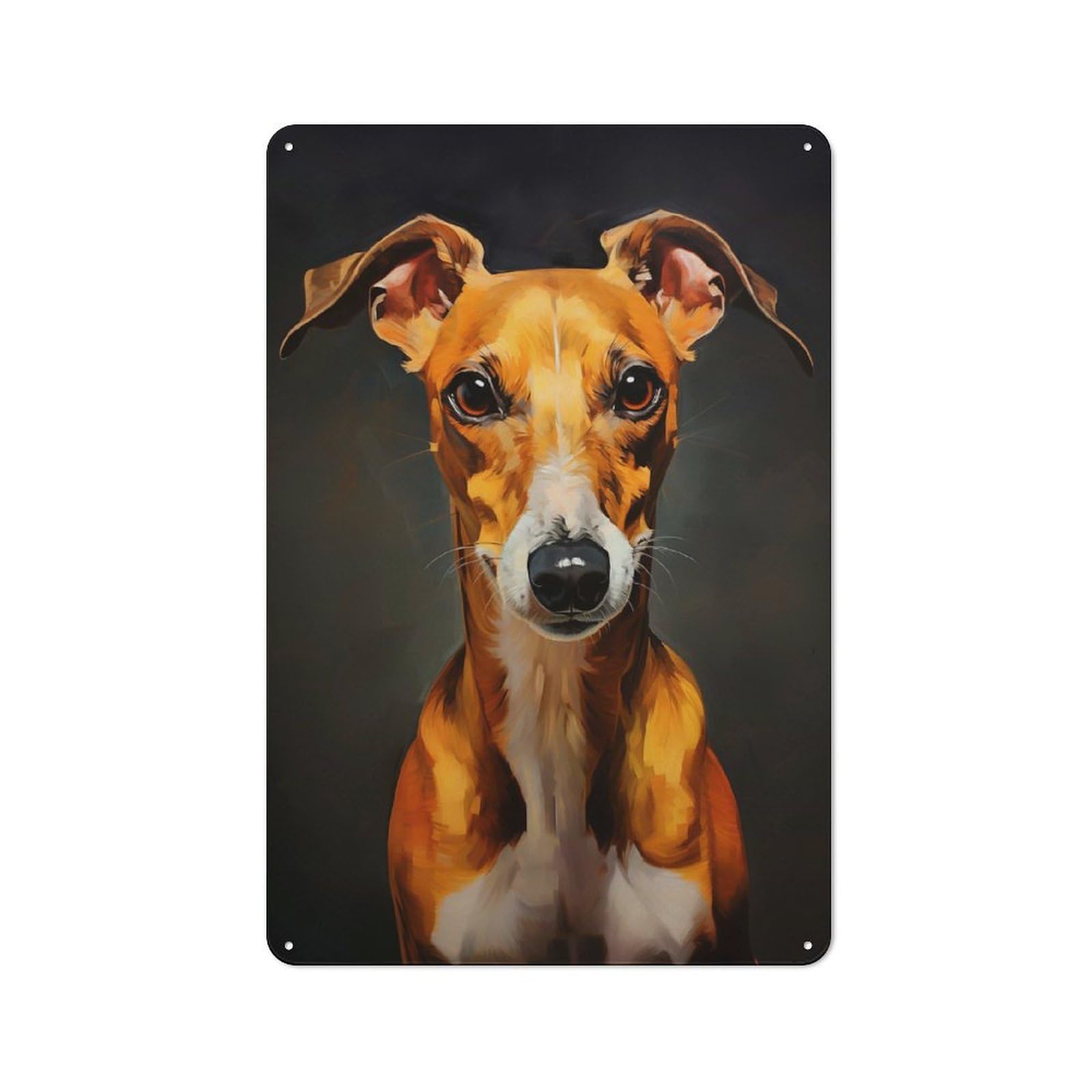 Junmoney Style-24 Metal Plaque 30X20cm With Whippet For Hallway Wall, Rustic Decor, A Metal Wall Feature For Hallways And Entrance Areas