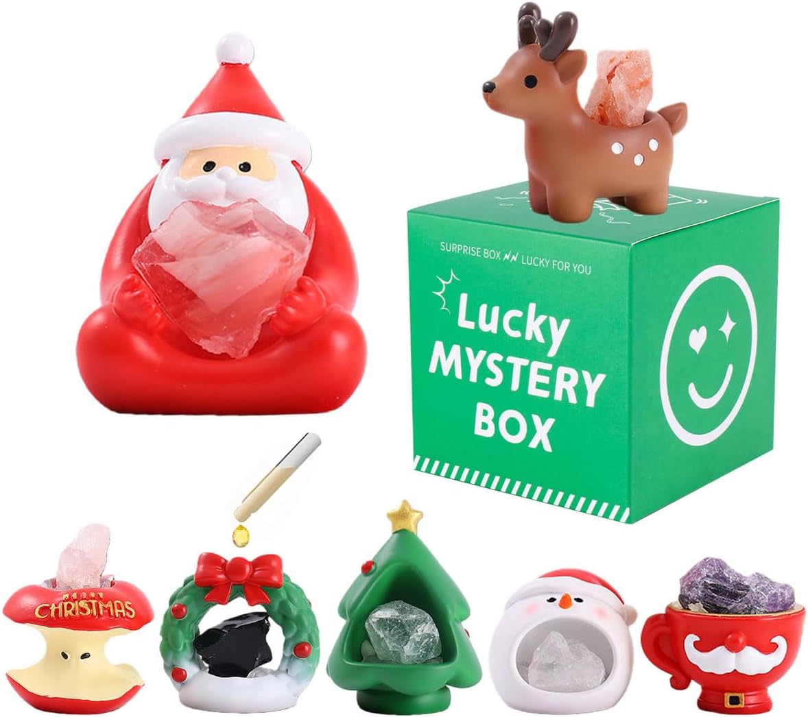 Surprise Box Figures Diamond Crystal Cat Theme, Mystery Bag Random Design Action Figures Figurine Collectible Home Desk Car Decoration, Holiday Birthday Christmas New Year Gift, Whole Set-6 Box