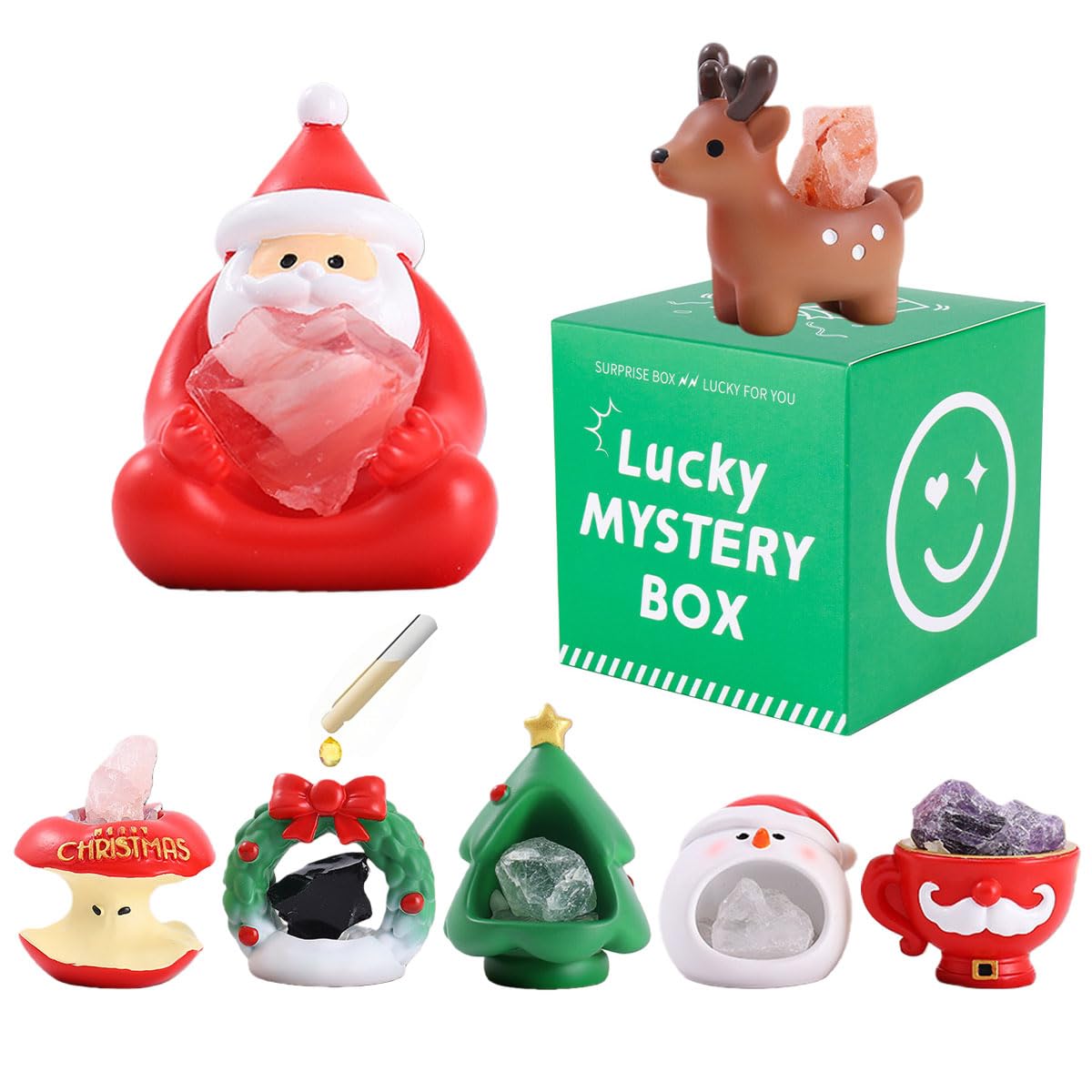 Surprise Box Figures Diamond Crystal Christmas Theme, Mystery Bag Random Design Action Figures Figurine Collectible Home Desk Car Decoration, Birthday Christmas New Year Gift, Single Box-1 Box