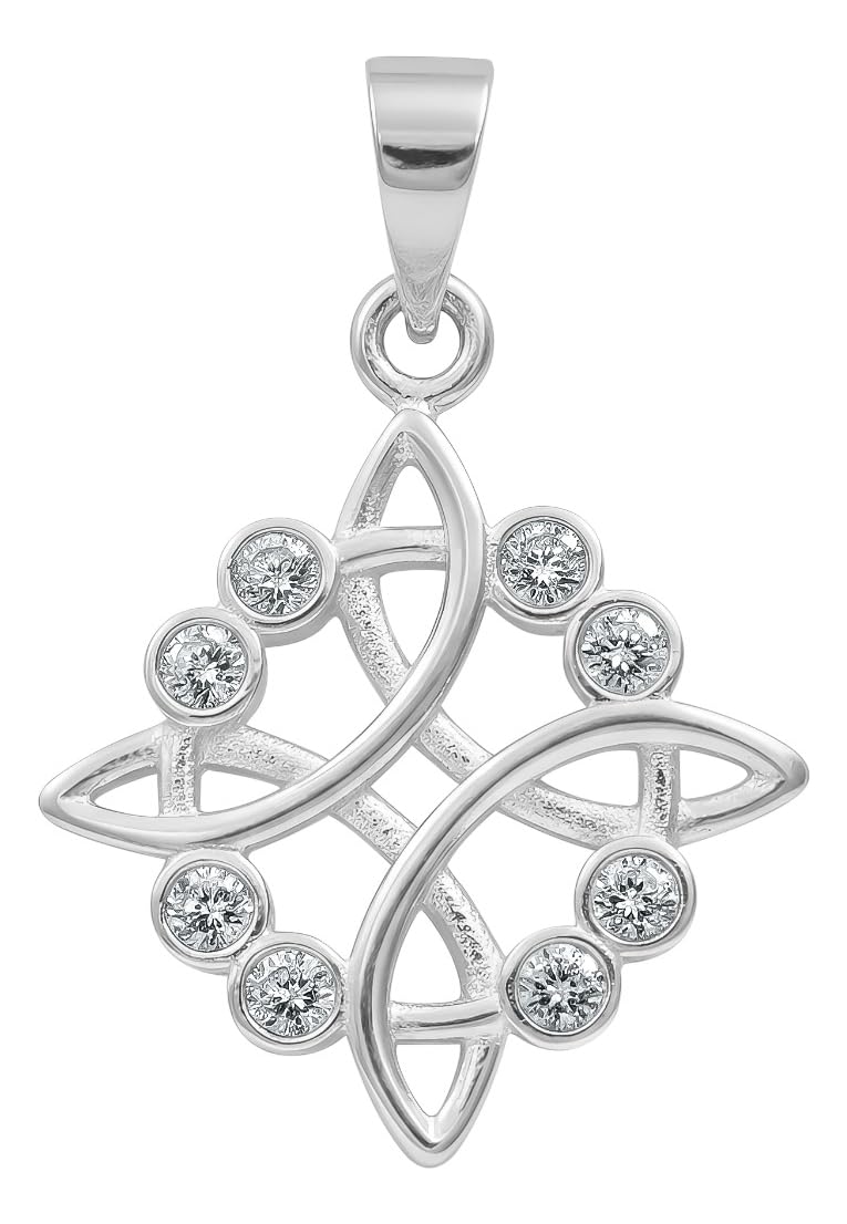 Joyaris Dije Nudo de Bruja Celta de Plata Ley .925 con Zirconia - Colgante Amuleto Místico Unisex de Protección y Buena Suerte, Joyería Auténtica para Regalo de Moda