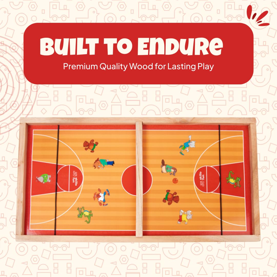 Skillofun Portable String Hockey Game | Fastest Finger First Board Game | Wooden Sling Puck Board Game for Kids & Adults | Birthday Gift for Kids | Indoor Games for Boys 7-14 Years 2