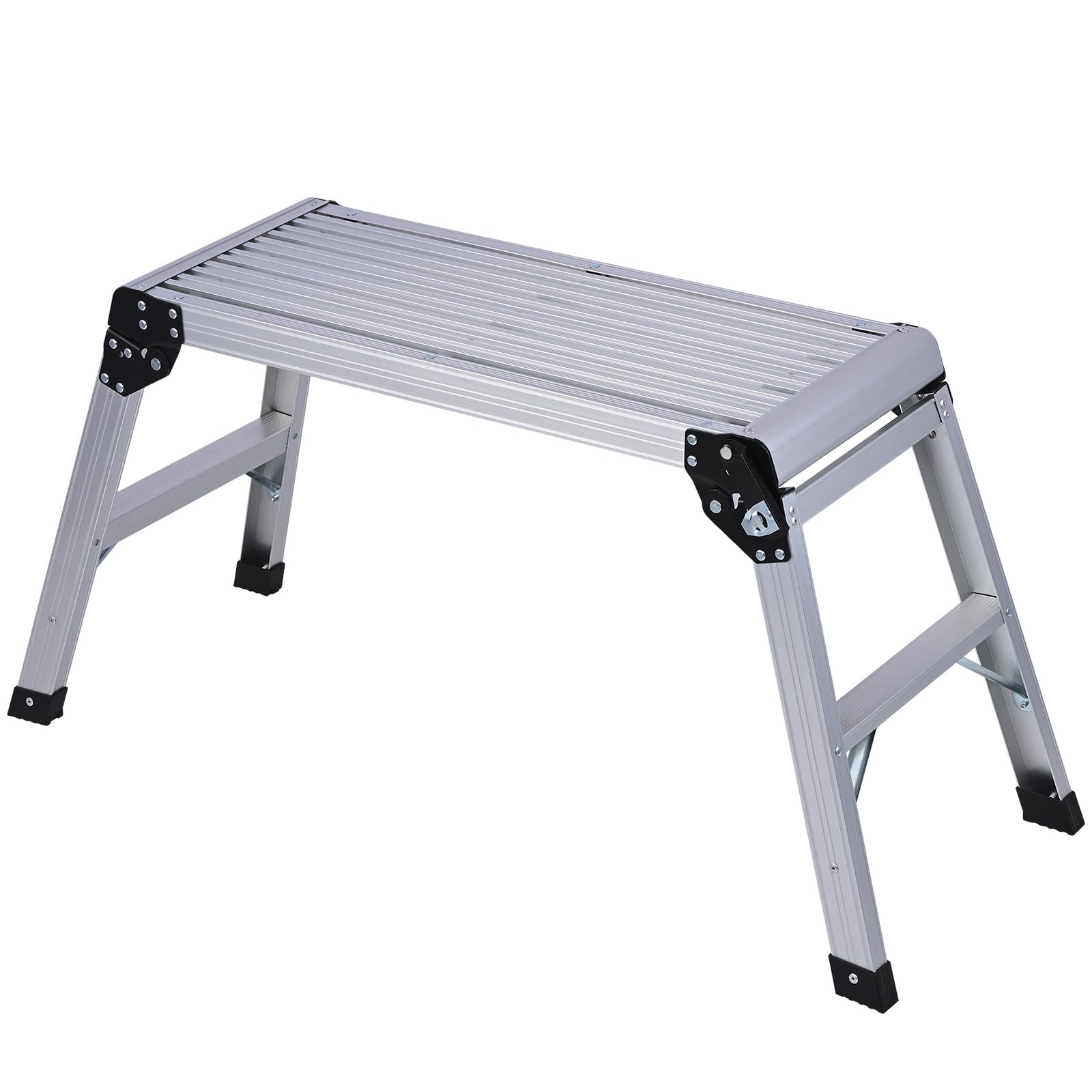 Aluminum Folding Work Platform,30L x12W x20H Step Stool for Adults, Work Bench with Non-Slip Mats, 330 Lbs Capacity, Portable Bench Step Ladders for Washing Vehicles, Home, Garage, Garden, Rv Step