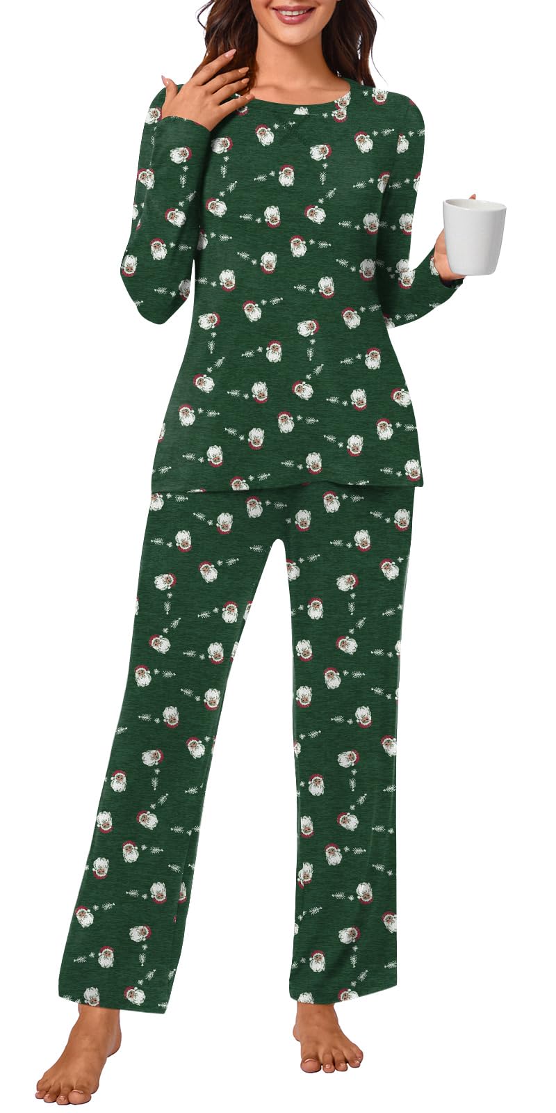 Bestbee Womens 2 Piece Pajama Set, Lounge Outfits Soft Sleepwear Crew Neck Long Sleeve Long Pant With Pockets Ladies Pjs