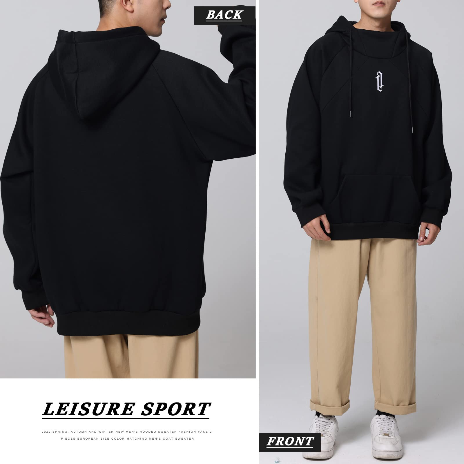 Eocicvvi Felpa Uomo con Cappuccio Pullover Hip Hop Stile Comoda Felpe Pile Hoodies Streetwear Hip Hop Sweatshirt Autunno Invernale Moda