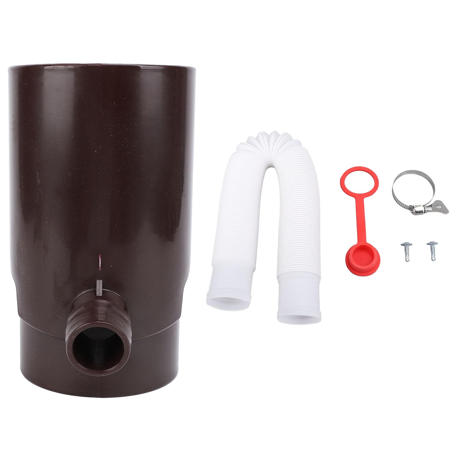 Deviatore Per Acqua Piovana Per Pluviali Rotondi Da 8 Cm – Kit Di Raccolta Con Tubo Flessibile, Fascetta, Tappo E Viti – Installazione Fai-da-Te, Materiale Resistente Ai UV