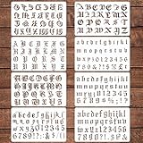 8 Pieces Old English Stencil 1 Inch Reusable Gothic Letter Stencils Templates Plastic Numbers Stencils Calligraphy Stencils Gothic Font Stencils for Painting Drawing Writing Scrapbook DIY Journal