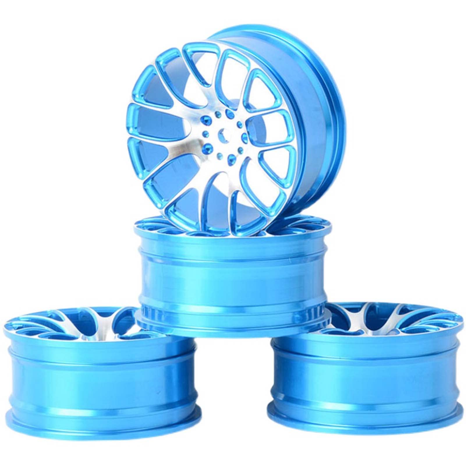 KEEDA 52mm Aluminum Alloy Wheel Rims for 1:10 RC Drift On Road Racing Car Touring Car Upgrade Parts (Blue)