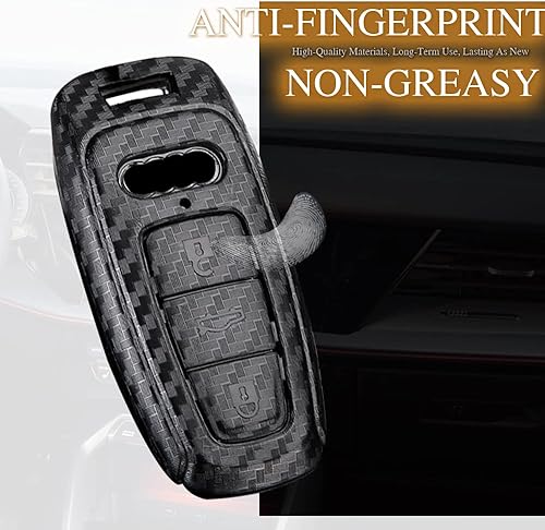 Miniatura 4 de ontto Funda para llave de automóvil con patrón de carbono para Audi 2018 en adelante, para A6L, A6, A7, A8, Q7, Q8, E-Tron, A3, S3, S6, SQ7, RS6,