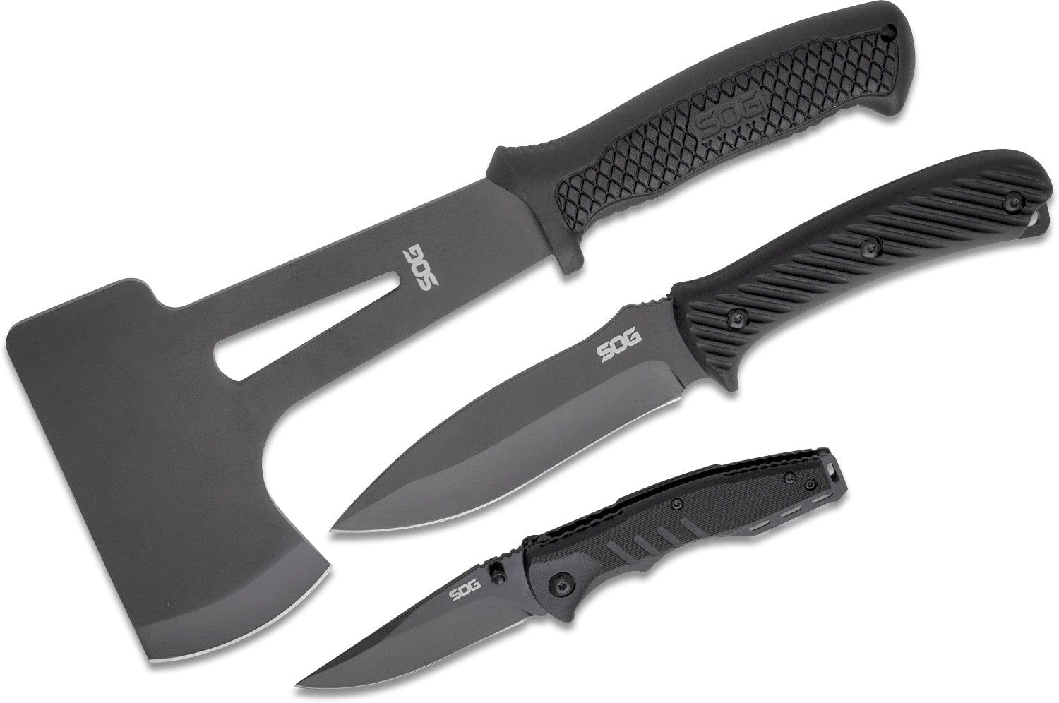 SOG Professional 4.0 3-Piece Combo Set - 99-99-09-44 Combo Kit Includes Folding Knife Fixed Knife and a Hand Axe