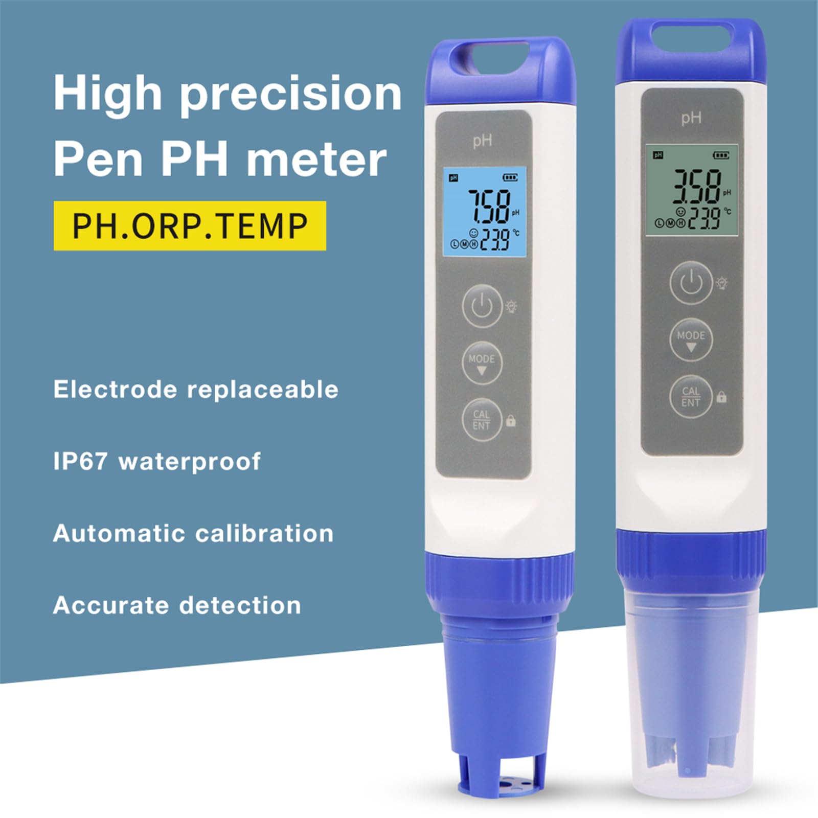 Lápiz de detección de agua ABS con pantalla LCD para piscina acuarios, calibración automática, analizadores de agua portátiles