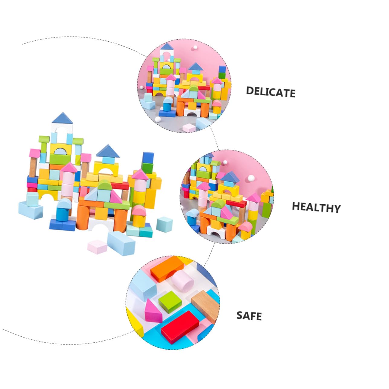 Gatuida 100pièces Blocs de Construction Bois pour Garçon Fille Jouet de Construction Éducatif Bois Blocs Colorés pour Bébés