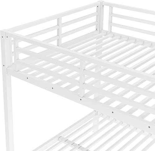 Miniatura 9 de Litera de Metal de Tamaño Full sobre Full para Niños, Literas Resistentes para Adultos con Barandilla y Escaleras, Literas Convertibles de Tamaño