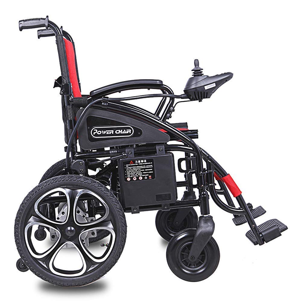 MU Heavy Sedie a Rotelle Elettrica, Sedie a Rotelle Elettriche Pieghevole e Luce, 360; con Porta Usb Di Ricarica Joystick, Peso 100Kg