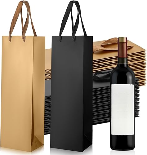 Fumete 20 bolsas de vino de 3.7 x 3.5 x 13.8 pulgadas, bolsas de regalo de vino a granel, bolsas de regalo de papel con asas, bolsas de regalo de