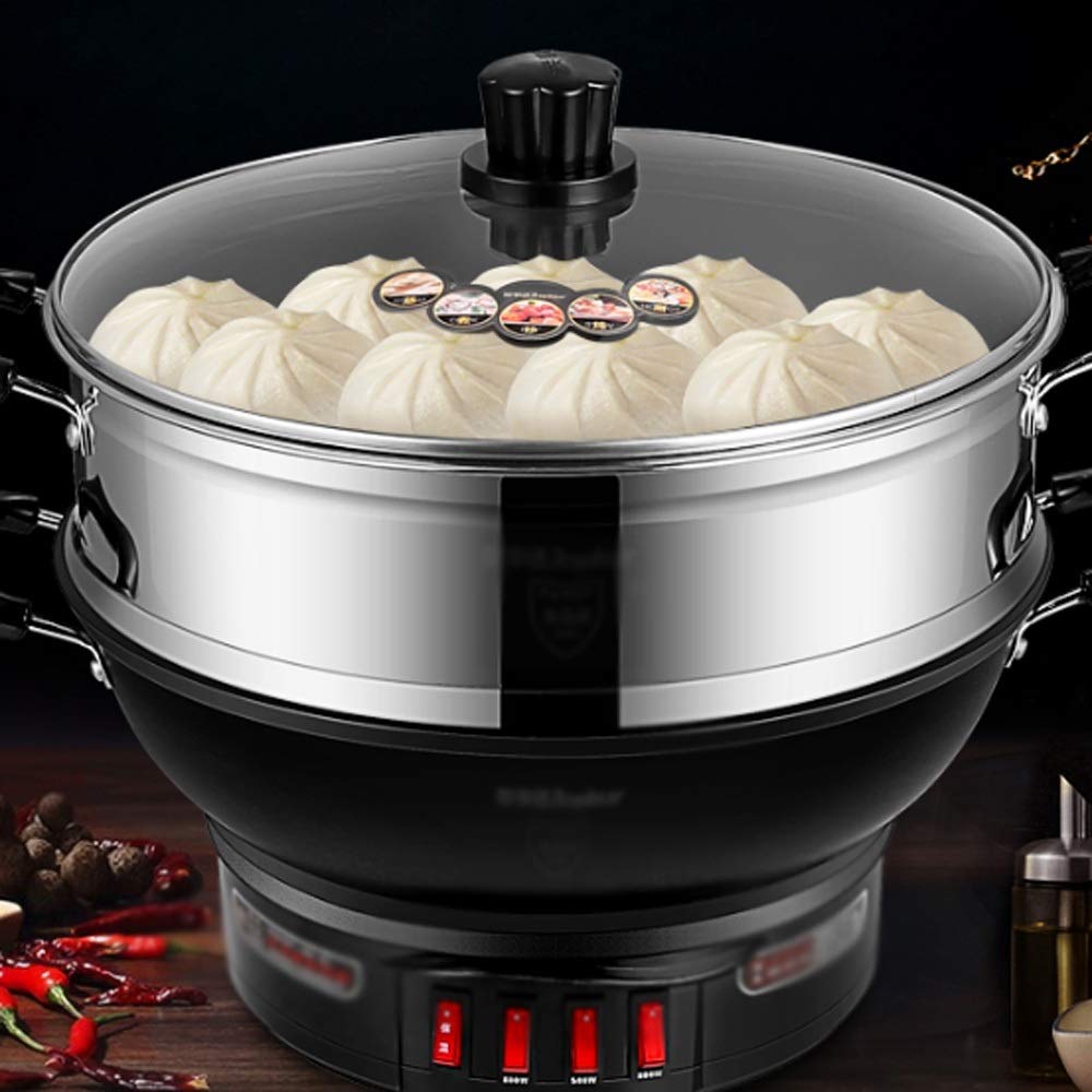 Wok électrique et poêle à frire pour la cuisine, la friture, la cuisson à la vapeur et le ragoût
