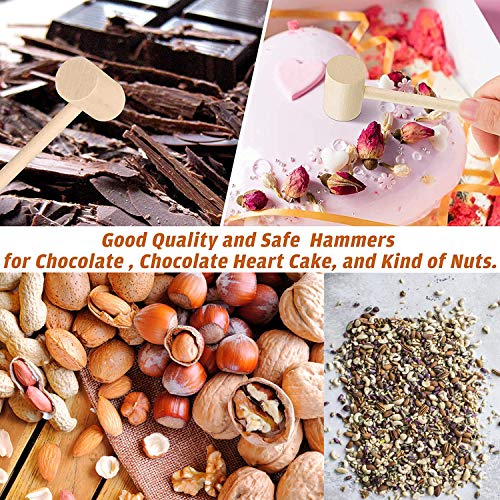 10Pcs Wooden Hammers for Chocolate Crab Mallets Lobster Shellfish Seafood Cracking Tool Solid Natural Hardwood Pounding Beating Mini Gavel for Kids