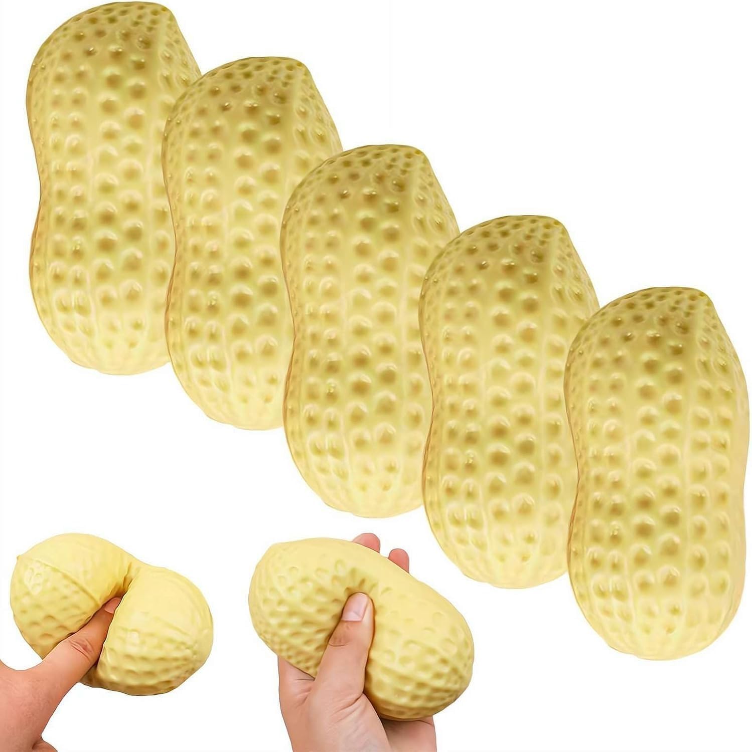 Lovely Strawberry Squishy Fidget Toy - Soft Squeeze Stress Relief Toy for Adults and Teens, Realistic Fruit Sensory Toy for Anxiety Relief, Party Favors & Birthday Gifts (Peanut*6)