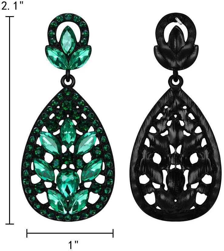 EleQueen Women's Wedding Bridal Austrian Crystal Bohemia Teardrop Chandelier Dangle Earrings - Image 5