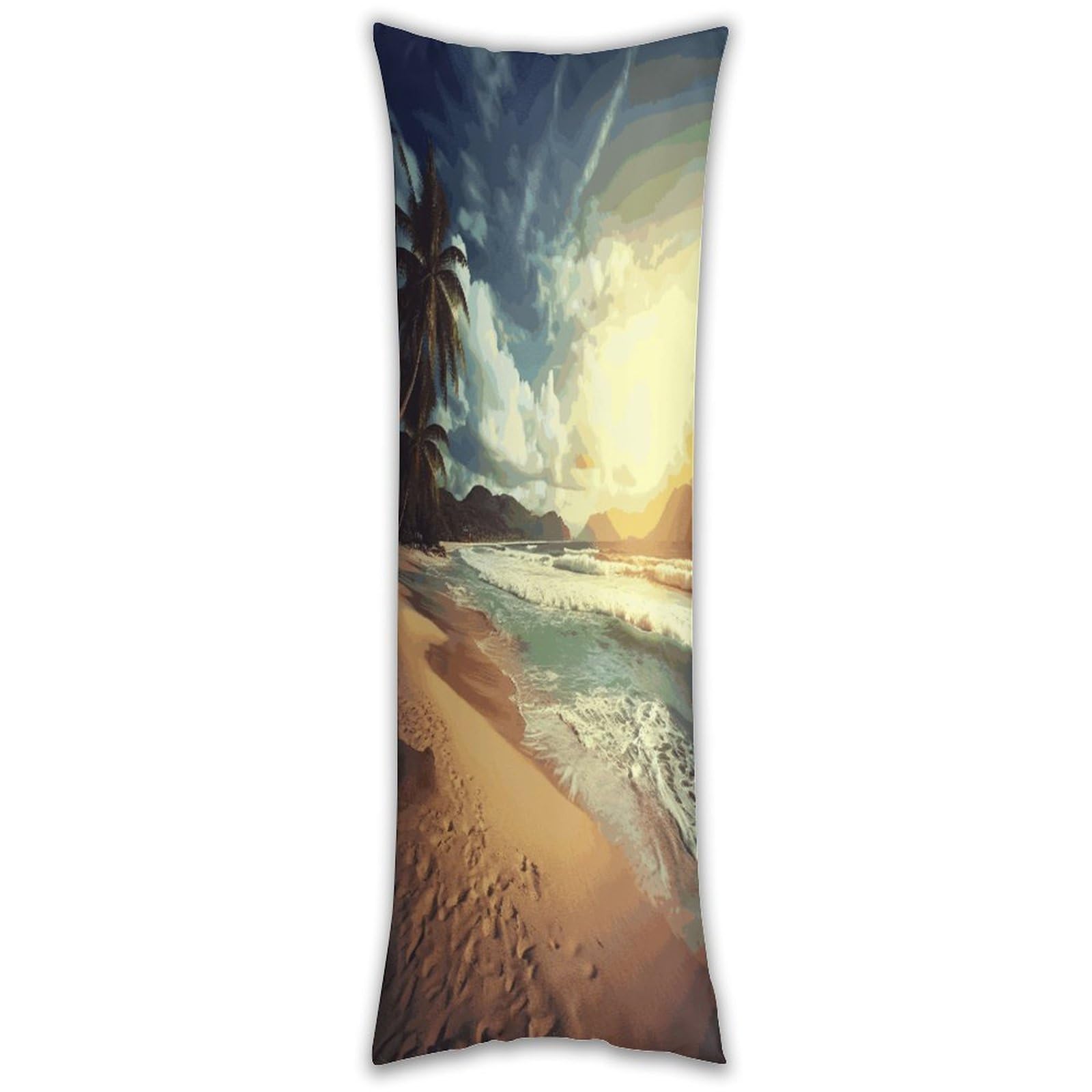 Sunset on The Beach Long Pillow Case with Zipper Ultra Soft Microfiber Long Pillow Cover Breathable Body Pillow Protector Soft Wrinkle Pillowcase for Bed Sofa Bedroom 53 X 19 in