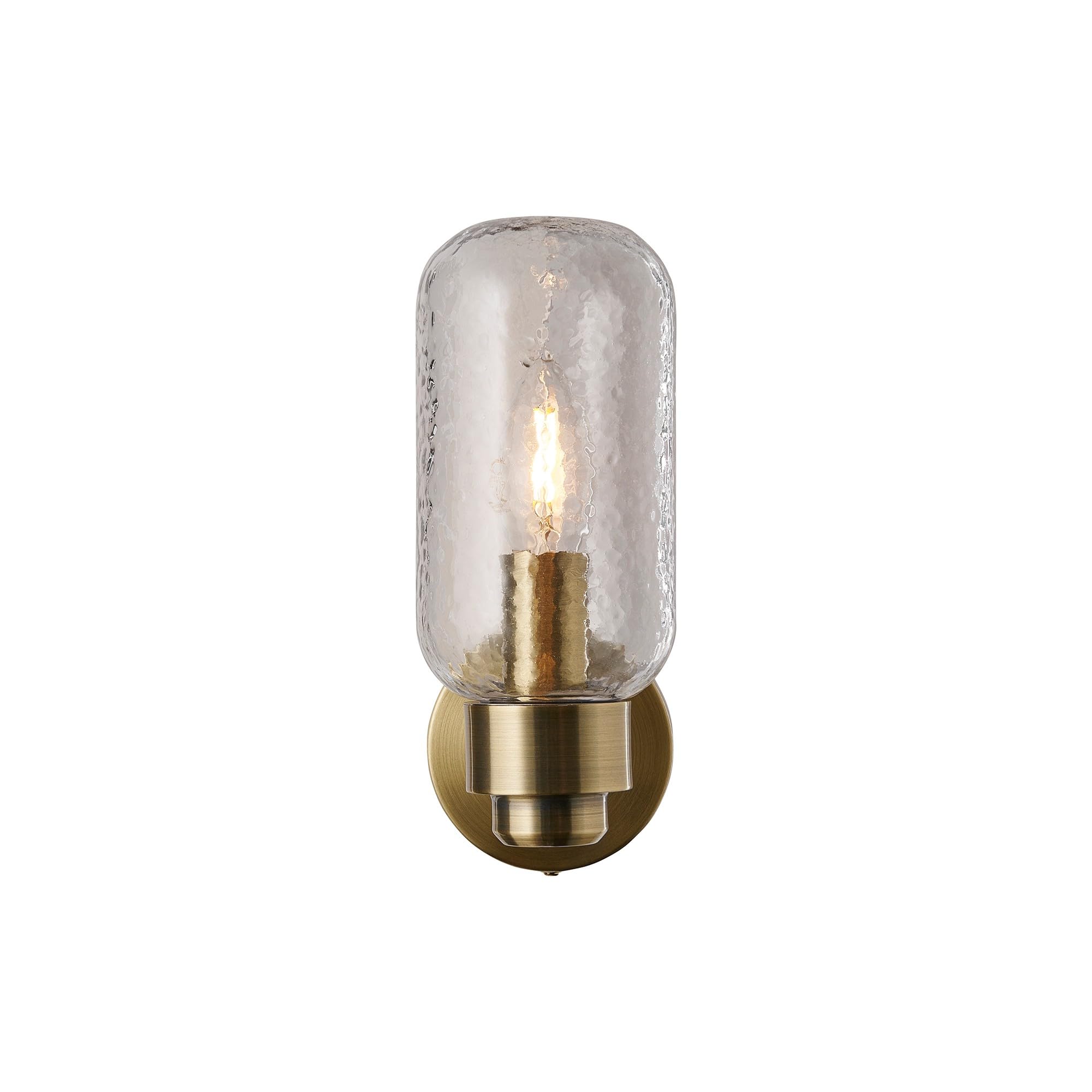 Nordlux Tutan - Aplique de pared para interiores/bollos de latón de cristal, E14 de 25 W, enchufe y cable de red para dormitorio, sala de estar, cocina, oficina, mesita de noche o estudio, IP44, clase