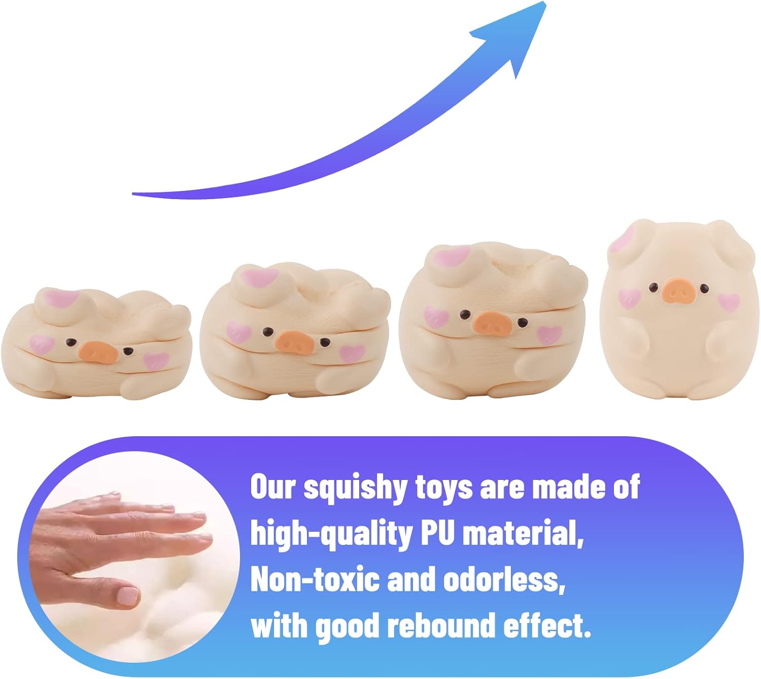 Anboor 4.3" Squishies Toy Shy Pig Kawaii Soft Squishies Animals Toy Slow Rised Squeeze Piggy Squish Stress Relief for Kid Adult Toys