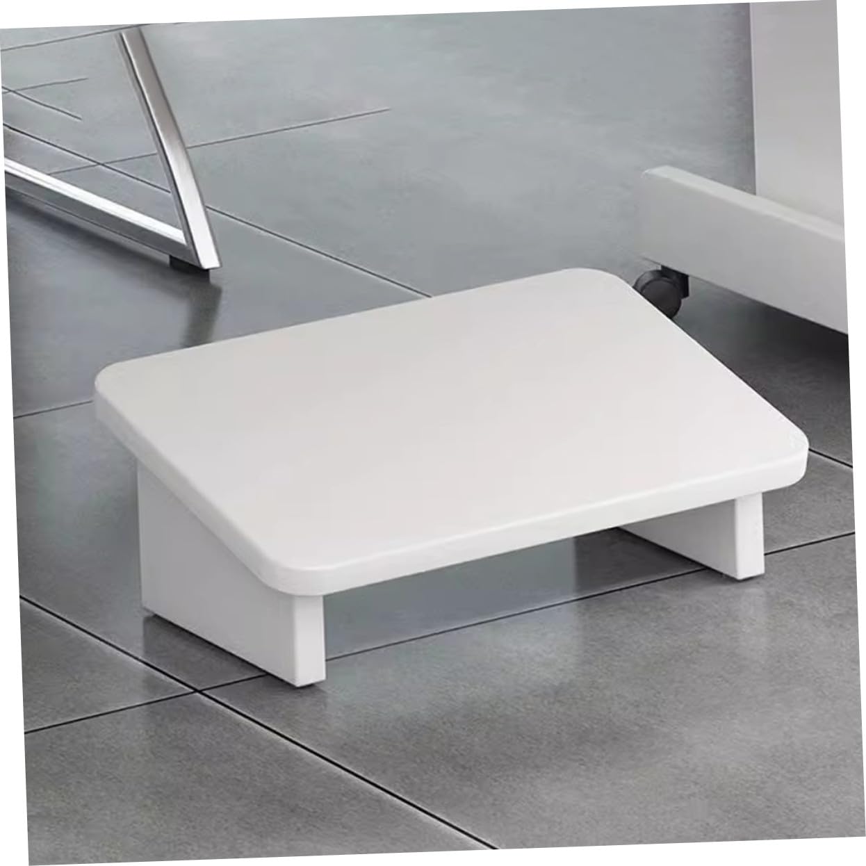 Poggiapiedi Antiscivolo in Legno Bianco Ergonomico per Ufficio | Design Leggero, Riduce la Fatica, per Studio e Soggiorno, Formato Portatile per Uso Quotidiano