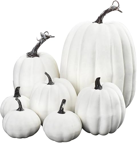 Calabazas blancas como regalo – Decoración de calabazas, calabazas de Halloween, calabazas falsas de otoño, calabazas artificiales de espuma de