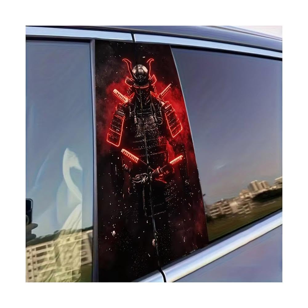 Decorative Items 2 PCS Car Door Post Decals Samurai Glossy Material Protective Film